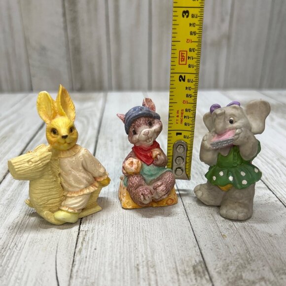 Vtg 3 Resin Figurines Rabbit, Mouse and Elephant about  2” tall 94 - Picture 10 of 10